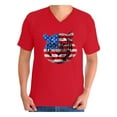 thumbnail image 1 of Awkward Styles Men's USA Flag Tiger Patriotic Graphic V-neck T-shirt Tops Independence Day Gift 4th of July, 1 of 4