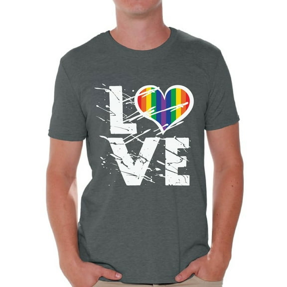 Awkward Styles Mens Love Graphic Tshirt Tops Love Rainbow Heart Graphic Tshirt Tops LGBTQ Pride