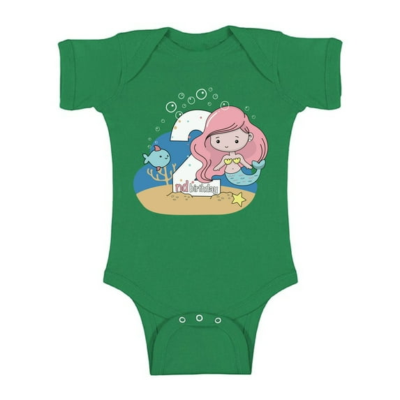 Awkward Styles Mermaid Birthday Baby Bodysuit Short Sleeve Mermaid Gifts for 2 Year Old Mermaid Birthday Girl One Piece Top Baby Girl Mermaid Outfit 2nd Birthday Party I'm Two Bodysuit for Baby