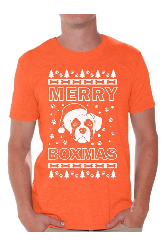 Merry Boxmas Shirt Merry Boxmas Christmas Tshirts for Men Funny Boxer Dog Santa Shirt Men's Holiday Top Boxer Dog Lover Xmas Gifts Funny Tacky Party Holiday Christmas Outfit