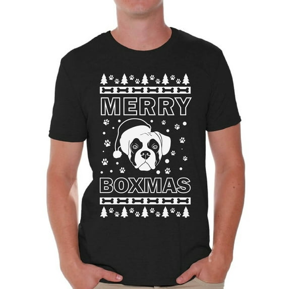 Awkward Styles Merry Boxmas Shirt Merry Boxmas Christmas Tshirts for Men Funny Boxer Dog Santa Shirt Men's Holiday Top Boxer Dog Lover Xmas Gifts Funny Tacky Party Holiday Christmas Outfit