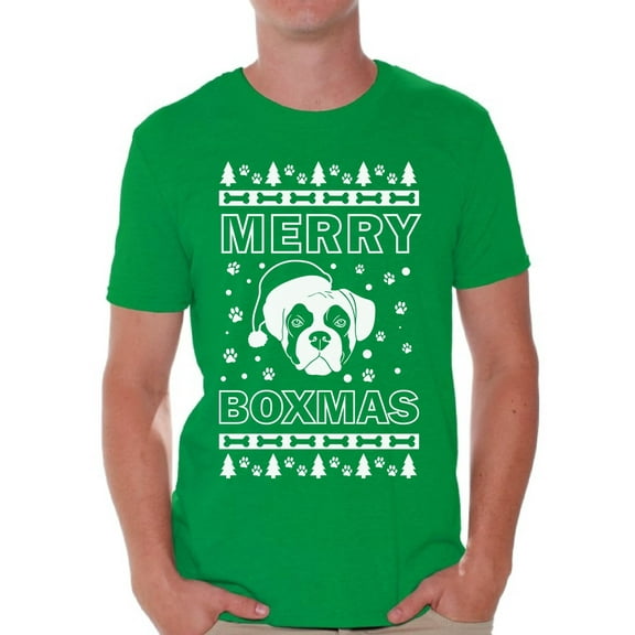 Awkward Styles Merry Boxmas Shirt Merry Boxmas Christmas Tshirts for Men Funny Boxer Dog Santa Shirt Men's Holiday Top Boxer Dog Lover Xmas Gifts Funny Tacky Party Holiday Christmas Outfit