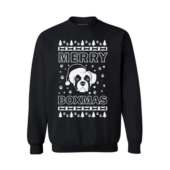 Awkward Styles Merry Boxmas Sweatshirt Merry Boxmas Sweater Funny Boxer Dog Christmas Sweater Boxer Dog Santa Christmas Sweatshirt for Men and Women Xmas Gifts for Dog Lovers Xmas Party Outfit