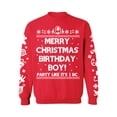 thumbnail image 1 of Awkward Styles Merry Christmas Birthday Boy Sweatshirt Jesus Christmas Sweater with White Sleeves All Over Print Xmas Sweater Funny Christmas Gifts Jesus Birthday Christmas Sweater, 1 of 4