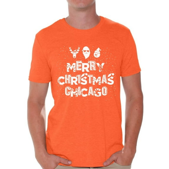 Awkward Styles Merry Christmas Chicago Shirt Christmas Tshirts for Men Xmas Chicago Shirts Men's Holiday Tee Merry Christmas Shirt Christmas Holiday Top Chicago Love Shirt Xmas Gift Christmas Outfit