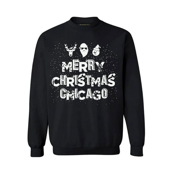 Awkward Styles Merry Christmas Chicago Sweatshirt Christmas Holiday Sweatshirt Chicago Christmas Sweater Merry Christmas Chicago Sweatshirt for Men and for Women Xmas Gifts Chicago Sweater for Xmas