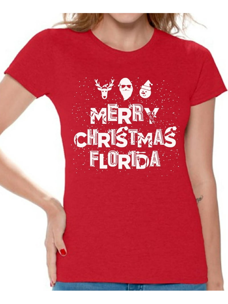 Awkward Styles Merry Christmas Florida Shirt Women's Holiday Top Florida  Shirts Christmas Shirts for Women Merry Christmas Florida T Shirt Xmas Gift  Idea Florida Xmas Party Holiday Shirts Xmas Outfit - Walmart.com, image size:800x1067