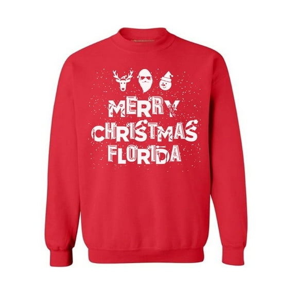 Awkward Styles Merry Christmas Florida Sweatshirt Christmas Holiday Sweatshirt Florida Christmas Sweater Merry Christmas Florida Sweatshirt for Men and for Women Xmas Gifts Florida Hometown Sweater