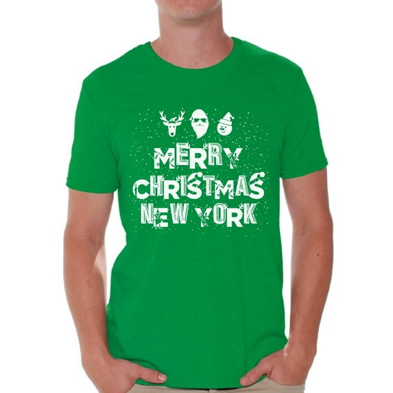 Awkward Styles Merry Christmas New York Shirt Christmas Tshirts for Men New York Shirts Men's Holiday Tee Merry Christmas Shirt Christmas Holiday Top New York Love Shirt Xmas Gift Christmas Outfit