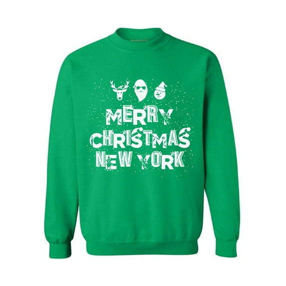 Awkward Styles Merry Christmas New York Sweatshirt Christmas Holiday Sweatshirt New York Christmas Sweater Merry Christmas Sweatshirt for Men and for Women Xmas Gifts New York Love Sweater for Xmas
