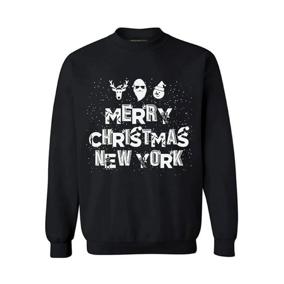 Awkward Styles Merry Christmas New York Sweatshirt Christmas Holiday Sweatshirt New York Christmas Sweater Merry Christmas Sweatshirt for Men and for Women Xmas Gifts New York Love Sweater for Xmas