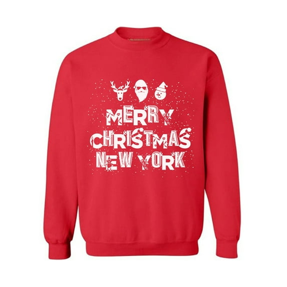 Awkward Styles Merry Christmas New York Sweatshirt Christmas Holiday Sweatshirt New York Christmas Sweater Merry Christmas Sweatshirt for Men and for Women Xmas Gifts New York Love Sweater for Xmas