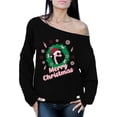 thumbnail image 1 of Awkward Styles Merry Christmas Off The Shoulder Sweatshirt Women's Christmas Flamingo Oversized Sweater Baggy Xmas Flamingo Sweater for Women Christmas Party Outfit Flamingo Christmas Sweater, 1 of 4