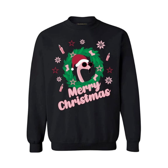 Awkward Styles Merry Christmas Sweatshirt Funny Xmas Flamingo Sweater Santa Flamingo Christmas Sweater for Women Christmas Flamingo Men's Sweatshirt Xmas Party Gifts Flamingo Sweater for Xmas