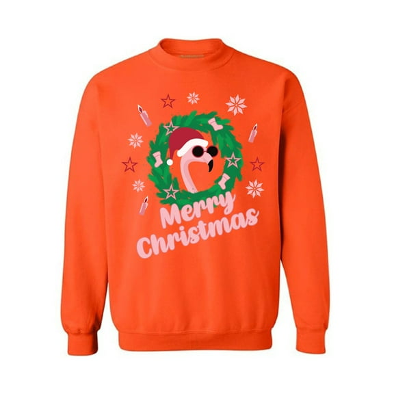 Awkward Styles Merry Christmas Sweatshirt Funny Xmas Flamingo Sweater Santa Flamingo Christmas Sweater for Women Christmas Flamingo Men's Sweatshirt Xmas Party Gifts Flamingo Sweater for Xmas