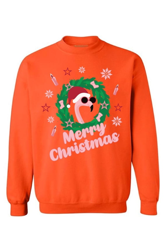 Merry Christmas Sweatshirt Funny Xmas Flamingo Sweater Santa Flamingo Christmas Sweater for Women Christmas Flamingo Men's Sweatshirt Xmas Party Gifts Flamingo Sweater for Xmas