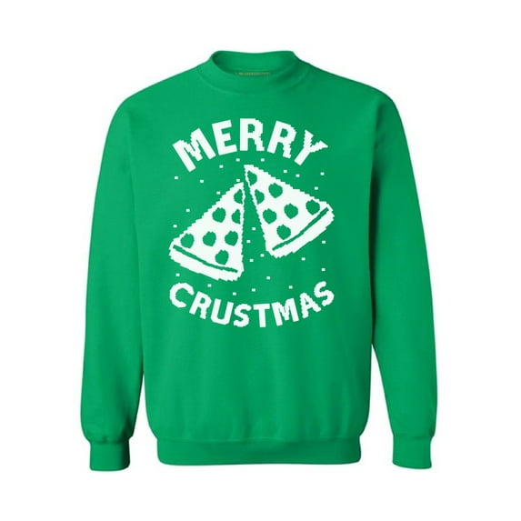 Awkward Styles Merry Crustmas Christmas Sweatshirt Pizza Christmas Funny Sweater Xmas Party Merry Christmas Holiday Sweatshirt Christmas Sweatshirt for Men Women Holidays Gift Idea For Pizza Lovers