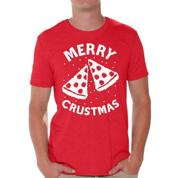 Awkward Styles Merry Crustmas Christmas Tshirts for Men Pizza Christmas Shirts Merry Christmas Men's Holiday Tee Christmas Shirt Men's Holiday Top Christmas Holiday Gift Idea For Pizza Lovers