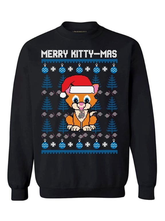 Merry Kittymas Sweatshirt Christmas Cat Sweater for Women Men's Santa Cat Sweatshirt Meowy Christmas Outfit Funny Christmas Gifts fort Cat Lovers Kitty Santa Sweater