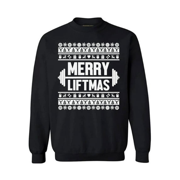 Awkward Styles Merry Liftmas Christmas Sweatshirt Funny Christmas Sweater Merry Liftmas Holiday Sweatshirt Lifting Xmas Gym Workout Sweater Merry Christmas Sweatshirt for Men and for Women