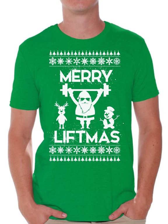 Merry Liftmas Shirt Christmas Tshirts for Men Funny Santa Shirt Gym Workout T Shirt Christmas Holiday Top Merry Liftmas Santa Shirts Christmas Party T-shirt Men's Holiday Tee