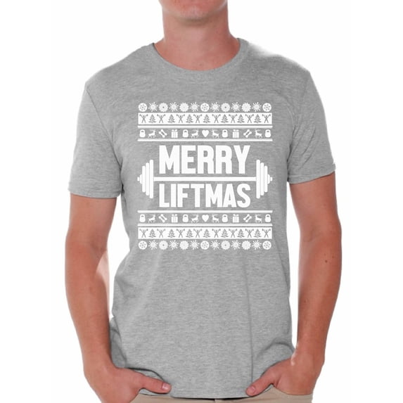 Awkward Styles Merry Liftmas Shirt Merry Liftmas Christmas Tshirts for Men Christmas Holiday Shirt Lifting Top Gym Workout T Shirt Merry Christmas Shirts Ugly Christmas Party Shirt Men's Holiday Shirt