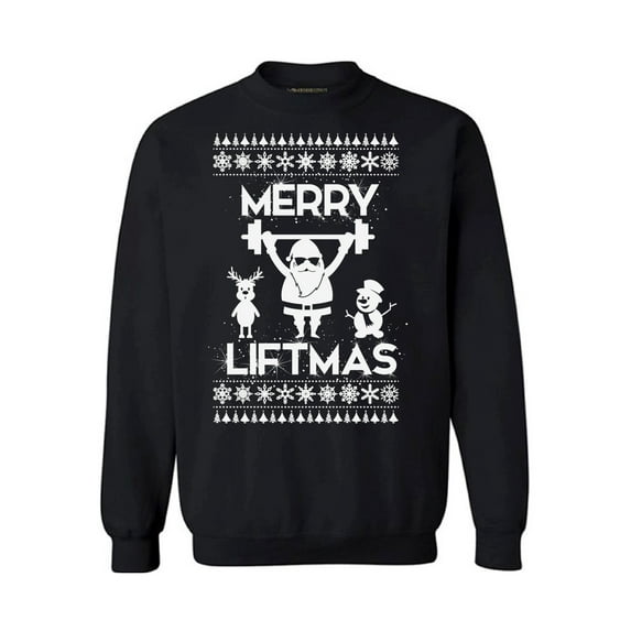Awkward Styles Merry Liftmas Sweatshirt Funny Santa Christmas Sweater Merry Liftmas Santa Holiday Sweatshirt Xmas Gym Workout Sweater Merry Christmas Sweatshirt for Men and for Women Christmas Gifts