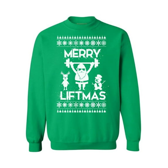 Awkward Styles Merry Liftmas Sweatshirt Funny Santa Christmas Sweater Merry Liftmas Santa Holiday Sweatshirt Xmas Gym Workout Sweater Merry Christmas Sweatshirt for Men and for Women Christmas Gifts