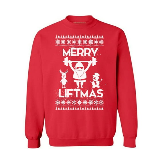 Awkward Styles Merry Liftmas Sweatshirt Funny Santa Christmas Sweater Merry Liftmas Santa Holiday Sweatshirt Xmas Gym Workout Sweater Merry Christmas Sweatshirt for Men and for Women Christmas Gifts