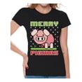 thumbnail image 1 of Awkward Styles Merry Pigmas Tshirt for Women Piggy Christmas Shirt Funny Christmas Gifts for Her Women's Christmas T Shirt Xmas Gifts for Animal Lovers Cartoon Pig Xmas Tshirt Xmas Pig Outfit, 1 of 5
