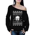 thumbnail image 1 of Awkward Styles Merry Pitmas Sweatshirt Merry Pitmas Christmas Sweater Off the Shoulder Sweatshirt Slouchy Oversized Sweater Funny Pitbull Christmas Sweater Pit Bull Santa Christmas Off Shoulder Top, 1 of 4