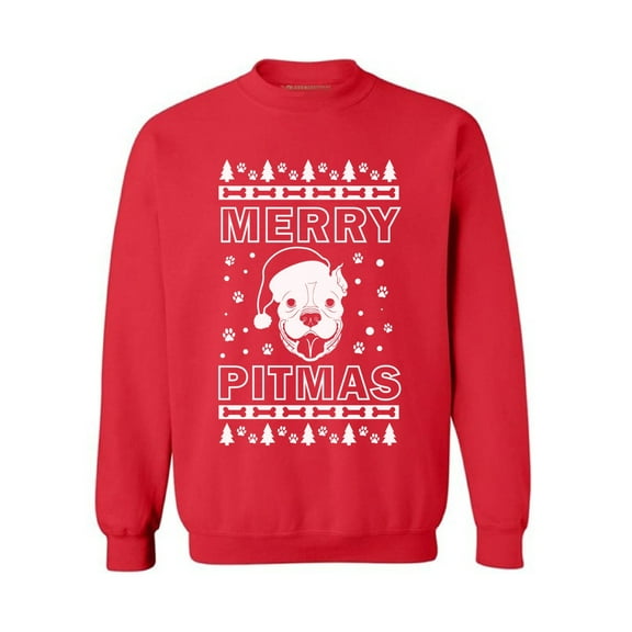 Awkward Styles Merry Pitmas Sweatshirt Pitbull Santa Sweater Funny Christmas Sweater Christmas Gifts for Men and Women Santa Pitbull Christmas Sweater Holiday Gift Pitbull Lovers Sweater