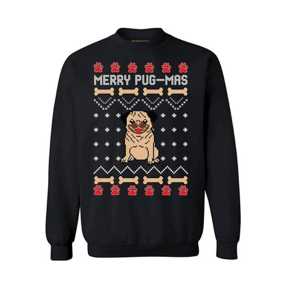 Awkward Styles Merry Pug-Mas Sweatshirt Funny Christmas Pug Sweater for Men and Women Pugmas Christmas Sweater Cute Pug Gifts for Christmas Xmas Party Xmas Gifts for Dog Lovers Merry Pugmas