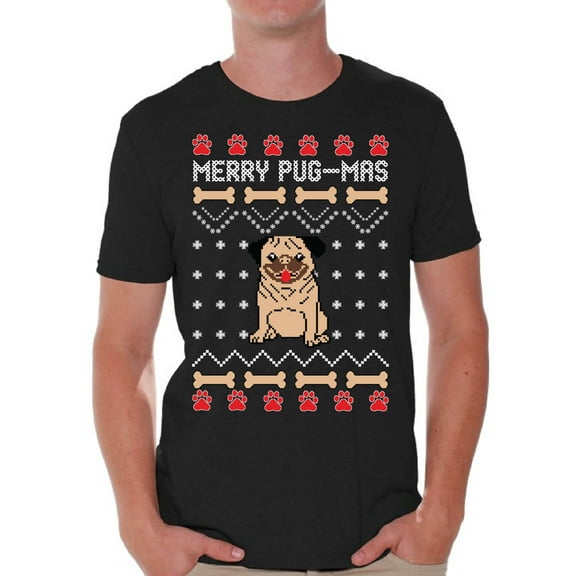 Awkward Styles Merry Pug-Mas Tshirt for Men Christmas Pug T Shirt Funny Christmas Shirts for Men Merry Pugmas Christmas T Shirt Xmas Gifts for Dog Lovers Xmas Pugmas T-Shirt Xmas Party Outfit