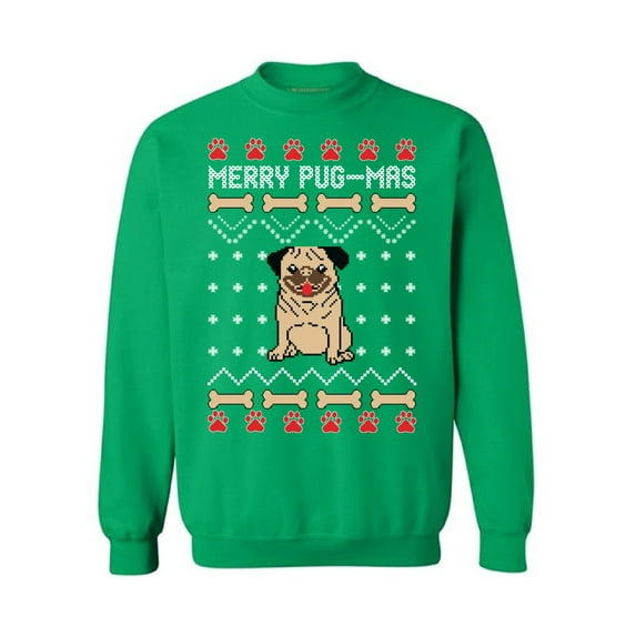 Awkward Styles Merry Pugmas Sweatshirt Cute Pug Dog Christmas Sweater Tacky Holiday Sweater Christmas Jumper for Pug Lovers Holiday Gift for Dog Lovers Christmas Sweater Cute Christmas Gifts