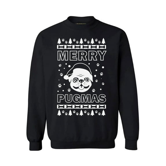 Awkward Styles Merry Pugmas Sweatshirt Merry Pugmas Sweater Funny Pug Dog Christmas Sweater Pug Santa Christmas Sweatshirt for Men and for Women Xmas Gifts for Pug Dog Lovers Xmas Party Outfit