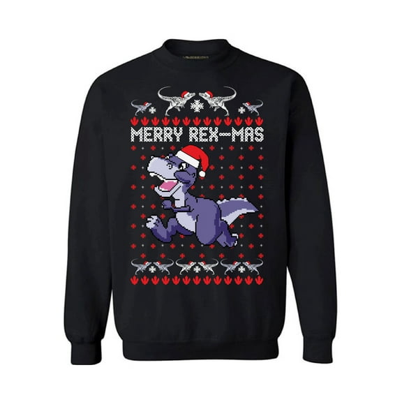 Awkward Styles Merry Rex-Mas Sweatshirt Christmas Dinosaur Sweater Women's Christmas Sweater Funny Dinosaur Xmas Sweatshirt for Men Merry Rexmas Xmas Outfit Christmas Party Gifts for Him and Her