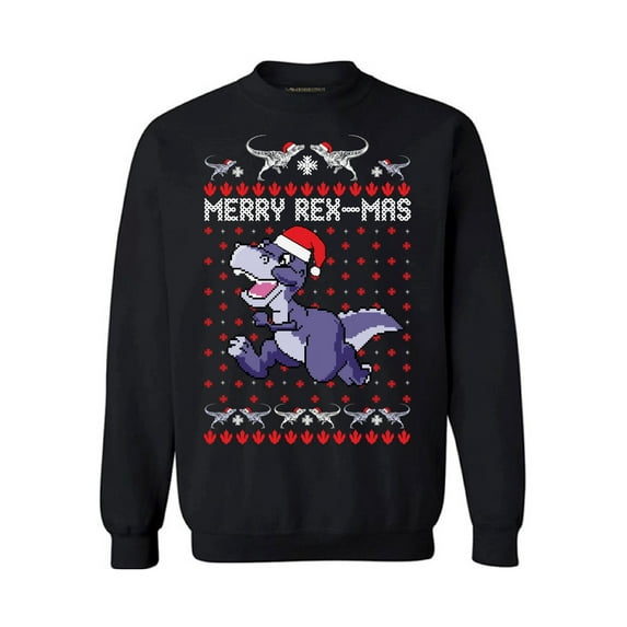 Awkward Styles Merry Rex-Mas Sweatshirt Christmas Dinosaur Sweater Women's Christmas Sweater Funny Dinosaur Xmas Sweatshirt for Men Merry Rexmas Xmas Outfit Christmas Party Gifts for Him and Her