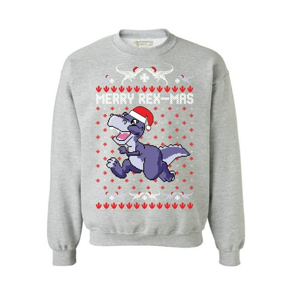 Awkward Styles Merry Rex-Mas Sweatshirt Christmas Dinosaur Sweater Women's Christmas Sweater Funny Dinosaur Xmas Sweatshirt for Men Merry Rexmas Xmas Outfit Christmas Party Gifts for Him and Her