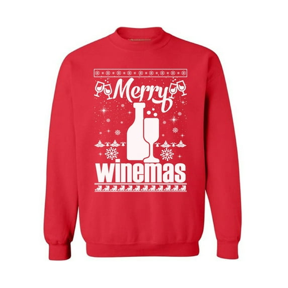 Awkward Styles Merry Winemas Sweater Christmas Sweatshirt Wine Christmas Sweater Merry Christmas Sweatshirt for Men and for Women Wine Christmas Holiday Sweatshirt