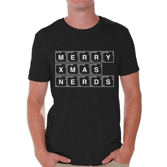 Awkward Styles Merry Xmas Nerds Tshirt Christmas Periodic Table Shirt Xmas Elements Tshirt Christmas T Shirt for Men Funny Xmas Chemistry Gifts Geeky Christmas T-Shirt Xmas Party Outfit
