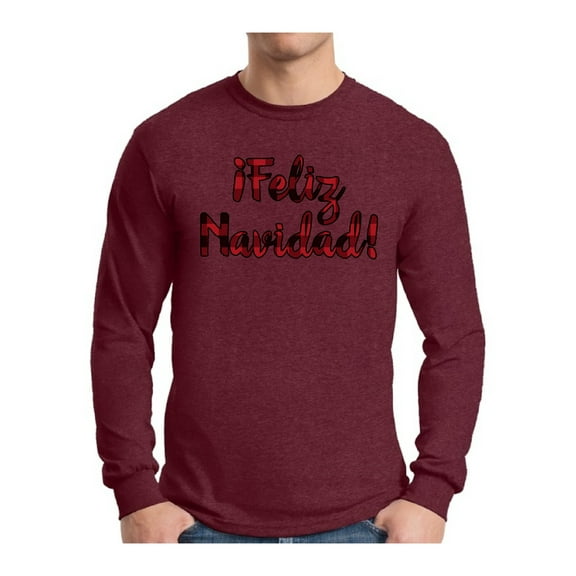 Awkward Styles Merry Xmas Plaid Christmas Sweater Long Sleeve T-shirt For Men