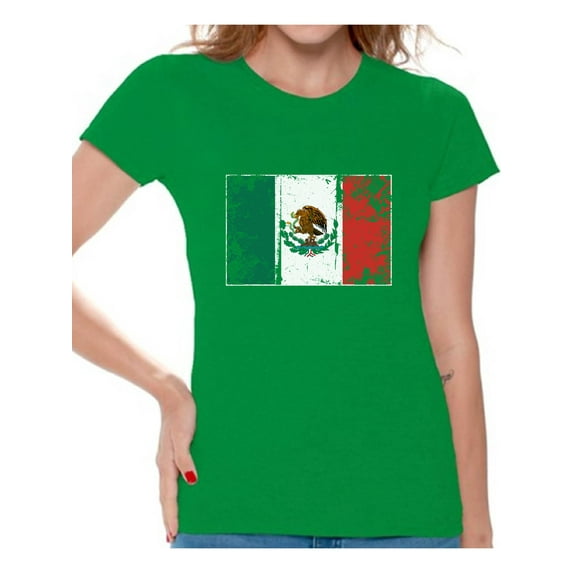 Awkward Styles Mexico Flag Shirt for Women Mexican Soccer 2018 Tshirt Gifts from Mexico Flag of Mexico Mexican Women Mexico Shirts for Women Mexico 2018 Tshirt Mexican Gifts for Her Mexican Flag Shirt