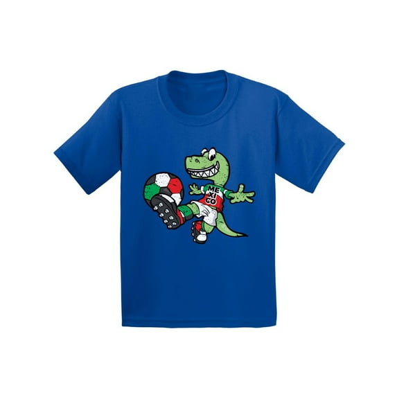 Awkward Styles Mexico Football Shirt for Kids Dinosaur Mexico Soccer Youth Shirt