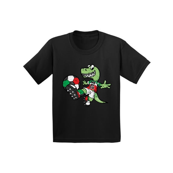 Awkward Styles Mexico Football Shirt for Kids Dinosaur Mexico Soccer Youth Shirt