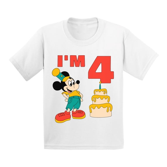 Awkward Styles Minnie Steamboat Willie Toddler Shirt Baby Mickey I'm Birthday Girl Tshirt for Girls Age 4 Years Cotton T-shirts 2T 3T 4T 5/6 Graphic Tee