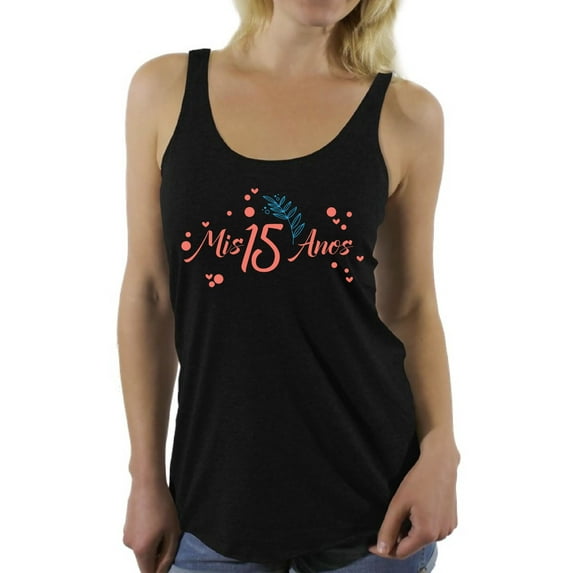 Awkward Styles Mis 15 Anos Racerback Tank Top for Her Quinсe Anos Tanks Birthday Girl Shirts Birthday Gifts for Teens I am 15 T-Shirt for Her Quinceanera Party Clothing Pink Print Teen Party