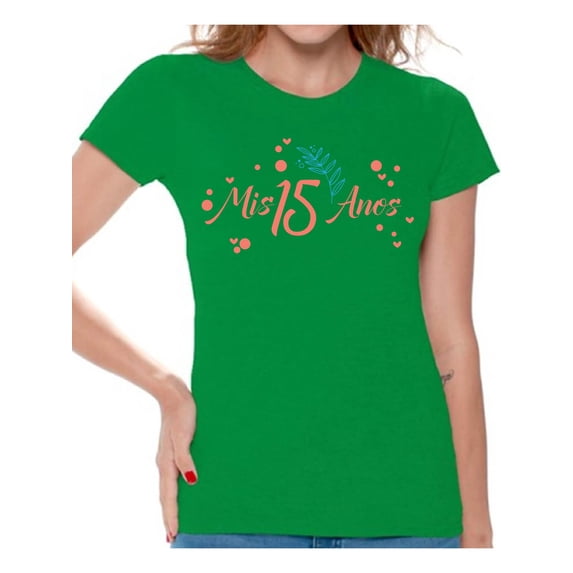 Awkward Styles Mis 15 Anos T Shirt for Ladies Quince Anos Shirts for Girls Birthday Girl Shirt Birthday Gifts for Teens I am 15 T-Shirt for Her Quinceanera Party Clothing Pink Print Teen Party