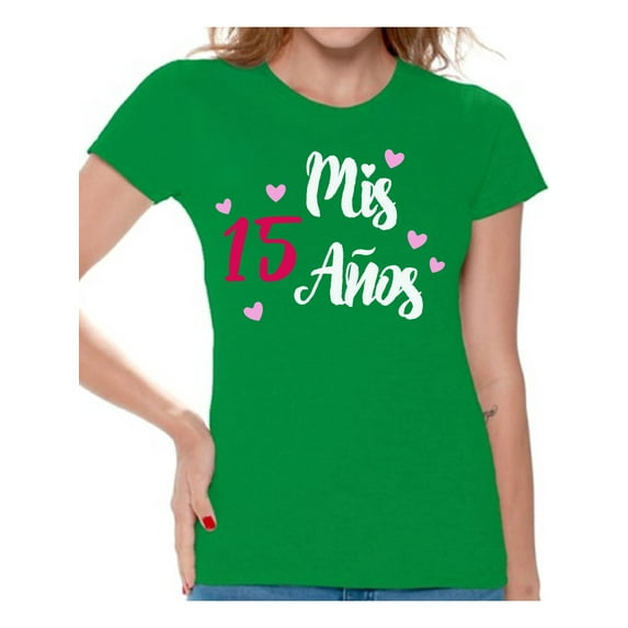 Awkward Styles Mis 15 Anos T Shirt for Ladies Quince Anos Shirts for Girls Birthday Girl Shirt Birthday Gifts for Teens I am 15 T-Shirt for Her Quinceanera Party Clothing White Print Teen Party