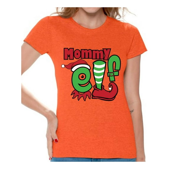 Awkward Styles Mommy Elf Shirt Elf Christmas Shirts for Women Family Elf Christmas T-shirt for Mom Christmas Elf Shirt Women's Holiday Top Funny Elf Costume Shirt Christmas Holiday Shirt for Mommy